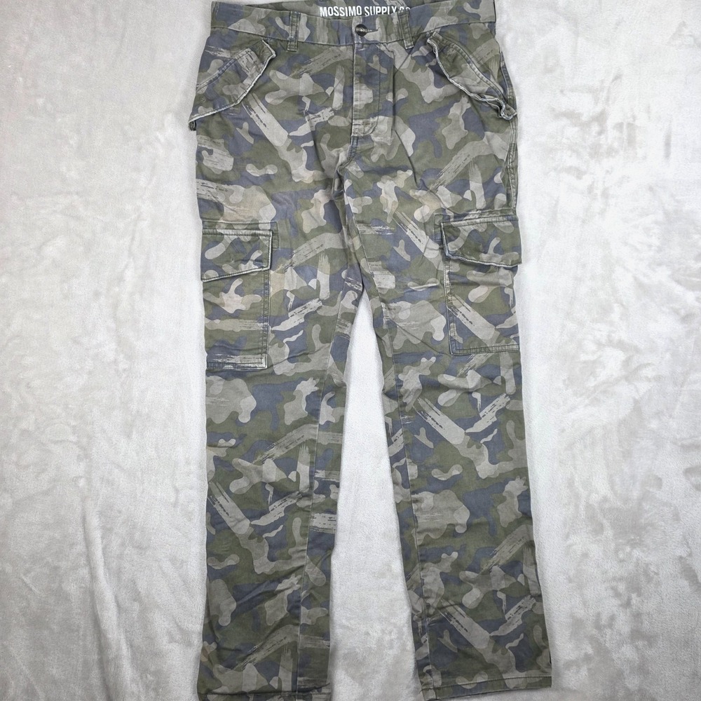 Mossimo Supply Co Cargo‎ Pants Mens 32x32 Green Camo Military Tactical Outdoor